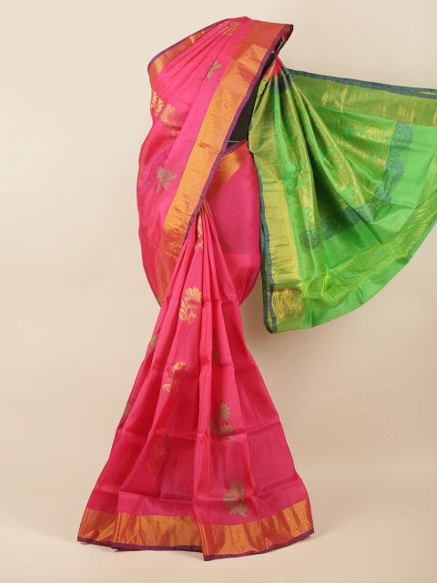 

Pothys Pink & Green Woven Design Zari Art Silk Saree
