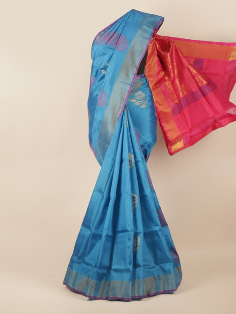 

Pothys Blue & Pink Woven Design Art Silk Saree