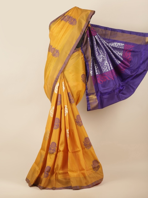 

Pothys Mustard & Blue Woven Design Zari Art Silk Saree
