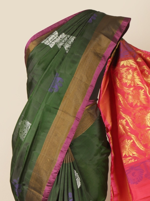 

Pothys Green & Magenta Ethnic Motifs Zari Art Silk Saree