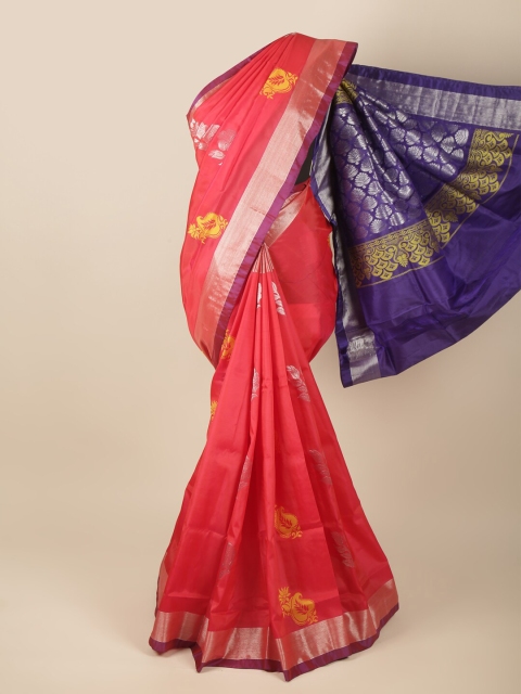 

Pothys Red & Blue Woven Design Zari Art Silk Saree
