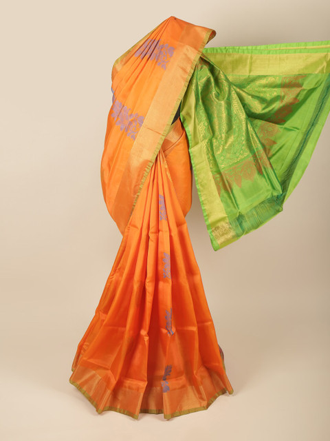 

Pothys Orange & Green Woven Design Zari Art Silk Saree