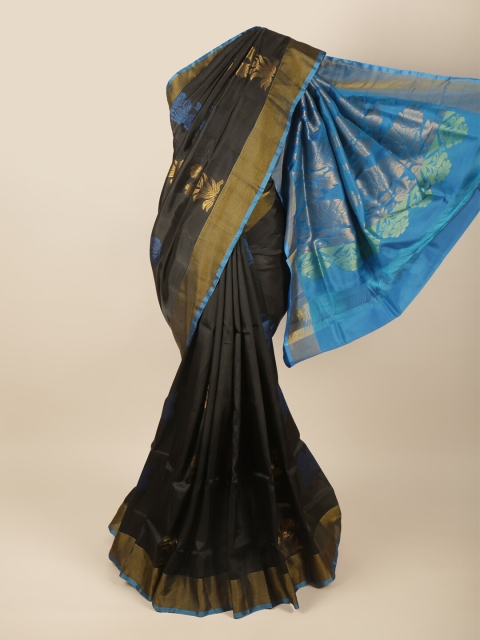 

Pothys Black & Gold-Toned Woven Design Zari Art Silk Heavy Work Saree