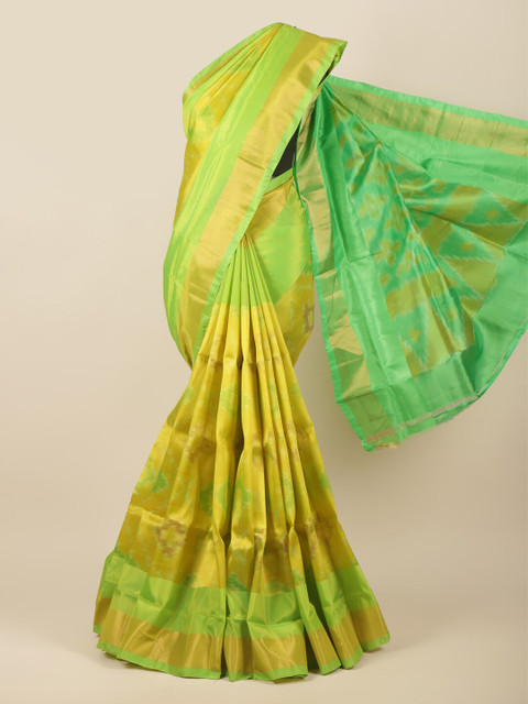 

Pothys Green & Yellow Printed Zari Art Silk Saree