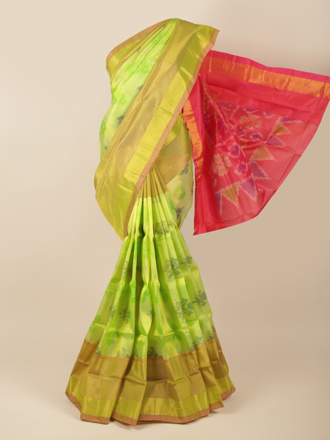 

Pothys Green & Red Ethnic Motifs Art Silk Saree