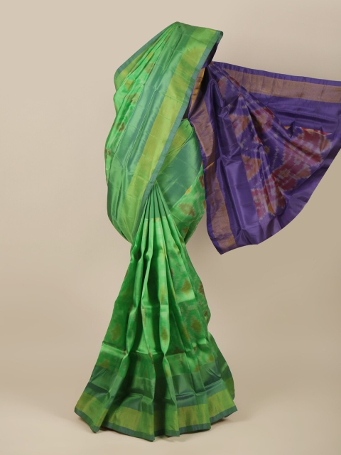 

Pothys Green & Blue Printed Zari Art Silk Saree