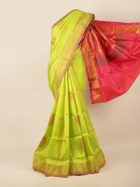 

Pothys Green & Pink Floral Zari Art Silk Saree