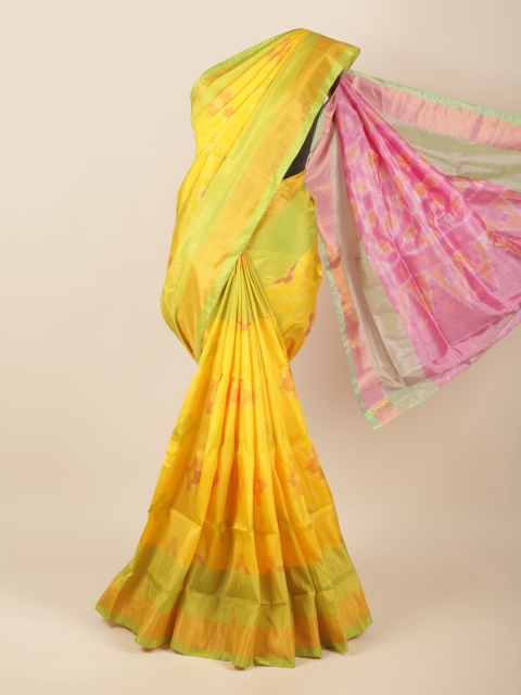 

Pothys Yellow & Pink Printed Zari Art Silk Saree