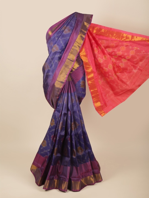 

Pothys Violet & Pink Printed Zari Art Silk Saree