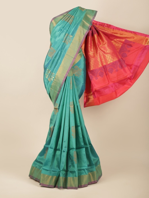 

Pothys Green & Pink Floral Zari Art Silk Saree