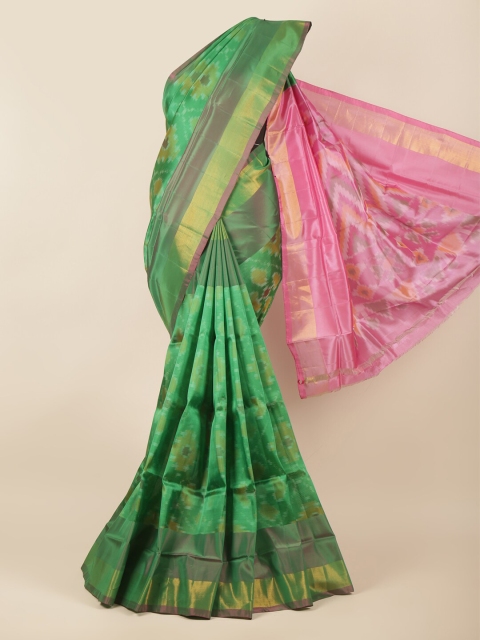 

Pothys Green & Pink Ethnic Motifs Zari Art Silk Saree