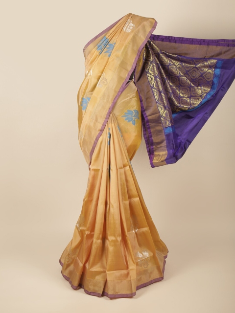 

Pothys Navy Blue & Gold-Toned Woven Design Zari Art Silk Saree