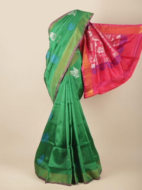

Pothys Green & Pink Floral Zari Art Silk Saree