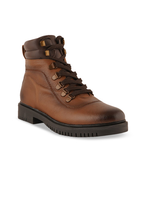 

pelle albero Women Tan Leather Block Heeled Boots