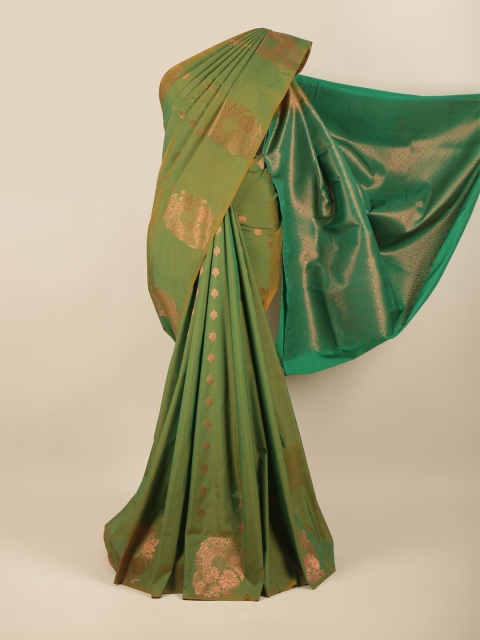 

Pothys Green & Gold-Toned Ethnic Motifs Zari Art Silk Saree