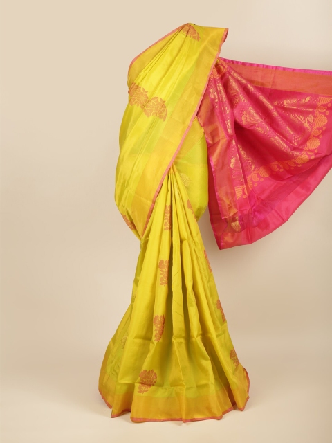 

Pothys Green & Magenta Floral Zari Art Silk Saree