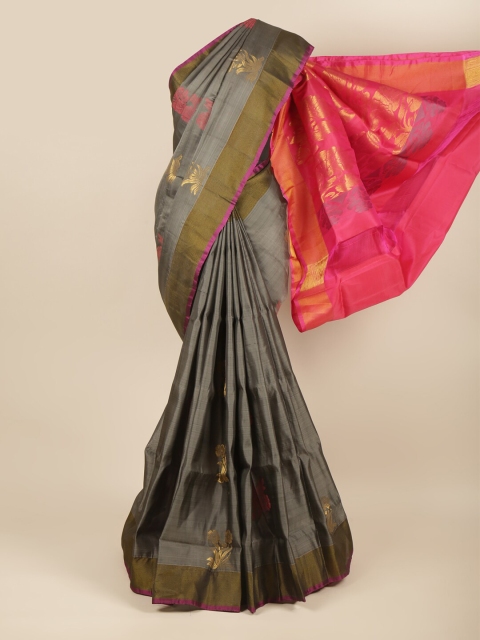 

Pothys Grey & Pink Ethnic Motifs Zari Art Silk Saree