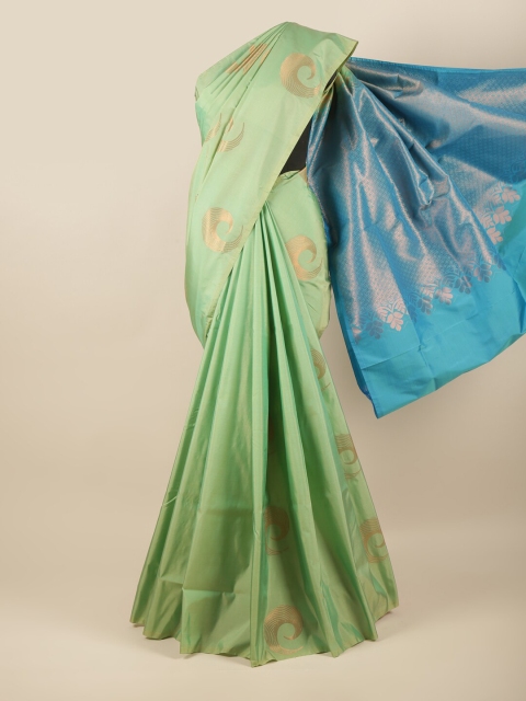 

Pothys Green & Gold-Toned Woven Design Art Silk Saree