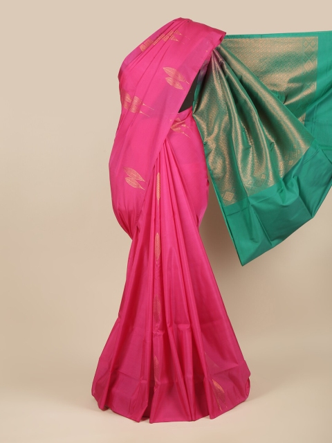 

Pothys Pink & Green Ethnic Motifs Zari Art Silk Saree