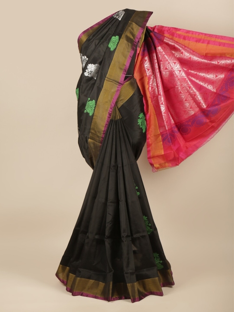 

Pothys Black & Pink Ethnic Motifs Zari Art Silk Saree