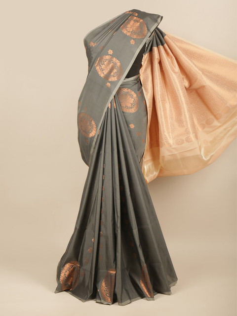 

Pothys Grey & Cream-Coloured Woven Design Art Silk Saree