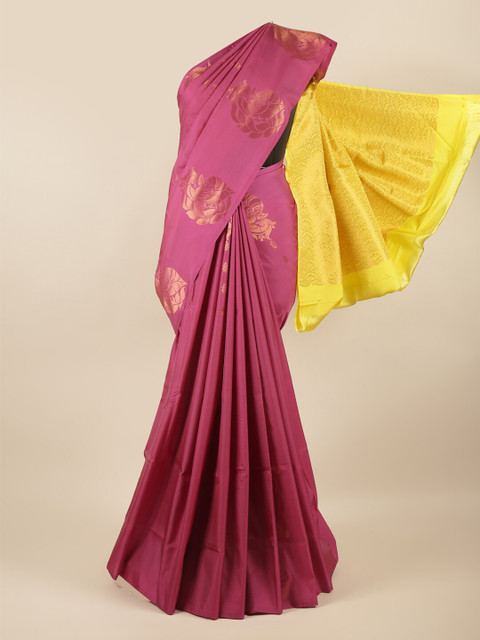 

Pothys Purple & Gold-Toned Woven Design Zari Art Silk Saree
