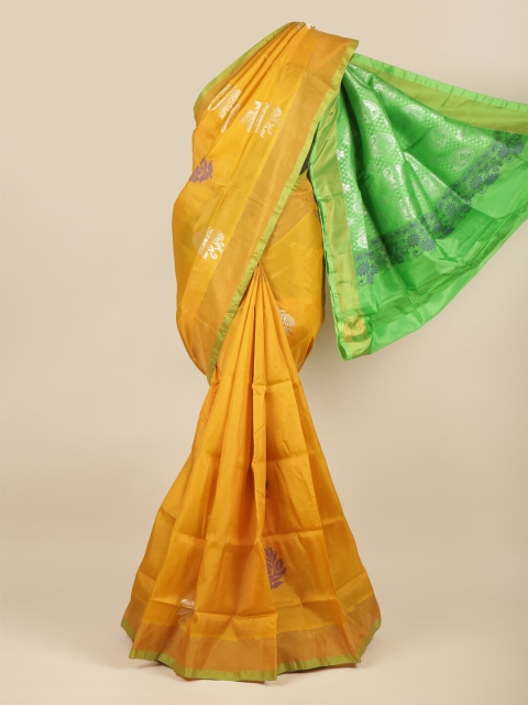 

Pothys Mustard & Green Ethnic Motifs Zari Art Silk Saree