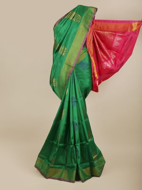 

Pothys Green & Magenta Floral Zari Art Silk Saree