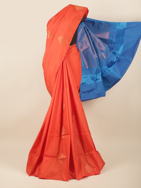 

Pothys Orange & Blue Woven Design Art Silk Saree