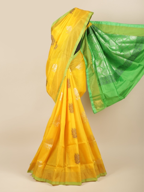 

Pothys Yellow & Green Ethnic Motifs Art Silk Saree