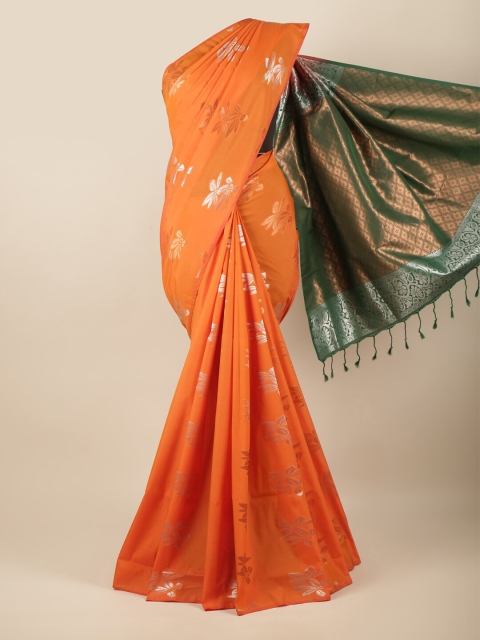 

Pothys Orange & Green Woven Design Zari Art Silk Saree