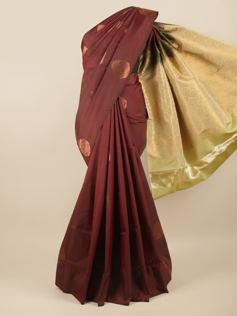 

Pothys Maroon & Gold-Toned Woven Design Art Silk Saree