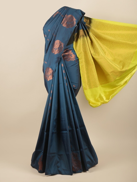 

Pothys Teal & Copper-Toned Ethnic Motifs Zari Art Silk Saree