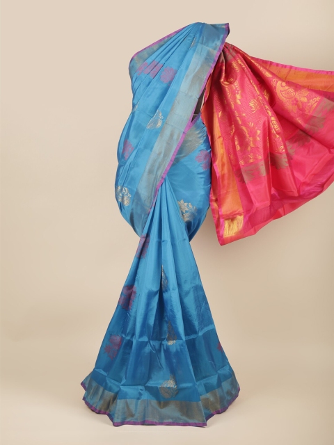 

Pothys Blue & Magenta Woven Design Zari Art Silk Saree