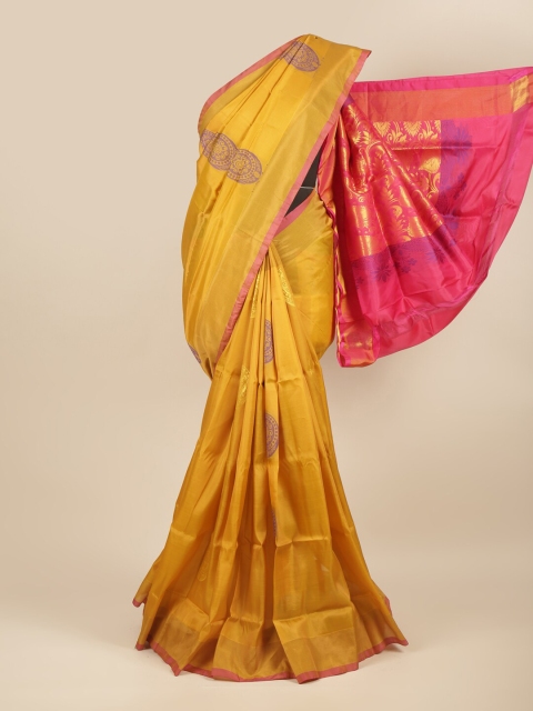 

Pothys Yellow & Pink Woven Design Zari Art Silk Saree