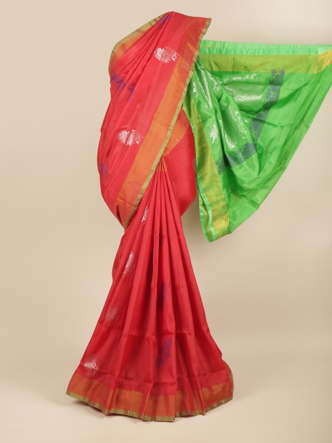 

Pothys Red & Green Ethnic Motifs Zari Art Silk Saree