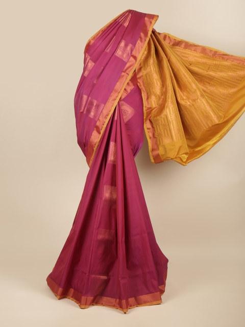 

Pothys Magenta & Gold-Toned Zari Art Silk Saree