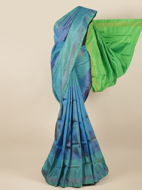 

Pothys Blue & Green Colourblocked Zari Art Silk Saree