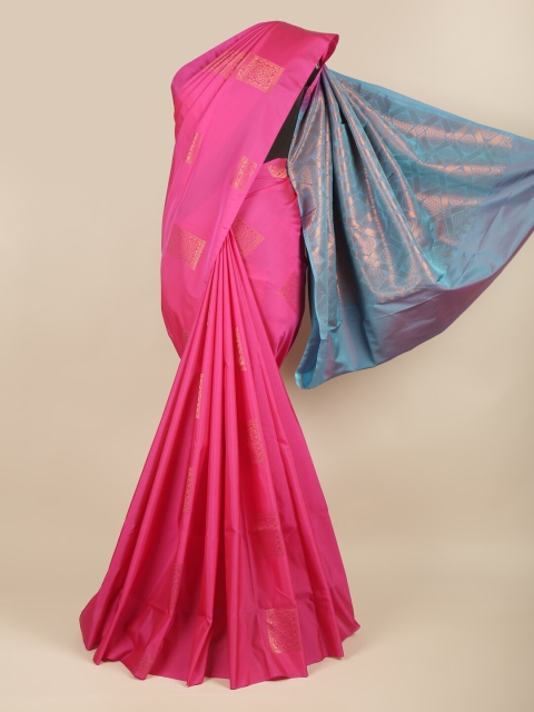 

Pothys Pink & Blue Ethnic Motifs Art Silk Saree