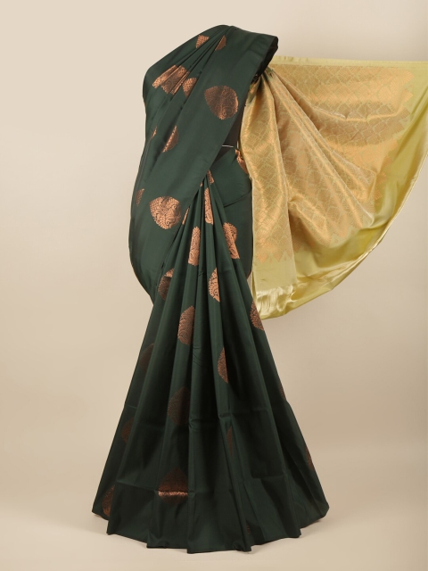 

Pothys Green & Gold-Toned Woven Design Art Silk Saree