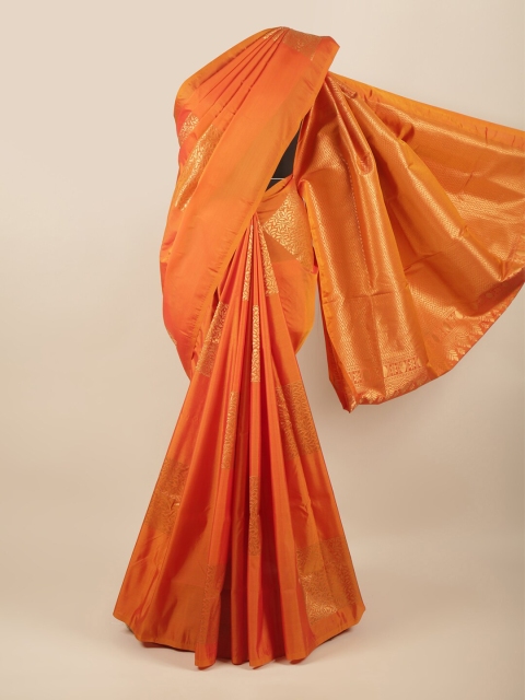 

Pothys Orange & Gold-Toned Woven Design Zari Art Silk Saree