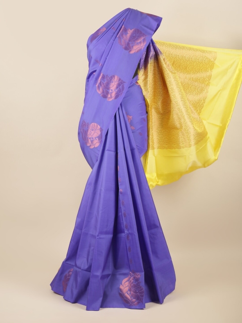

Pothys Blue & Yellow Floral Art Silk Saree