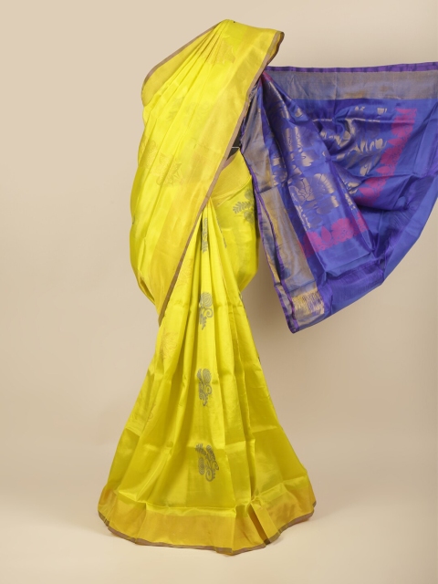 

Pothys Yellow & Blue Ethnic Motifs Zari Art Silk Saree