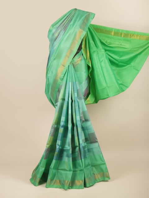 

Pothys Green & Gold-Toned Zari Art Silk Saree