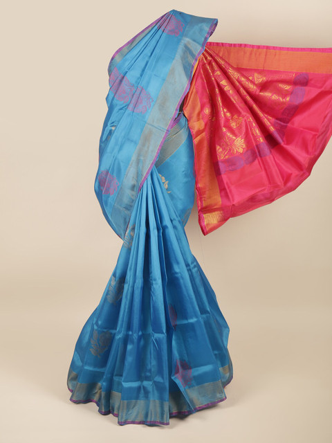 

Pothys Blue & Red Woven Design Zari Art Silk Saree