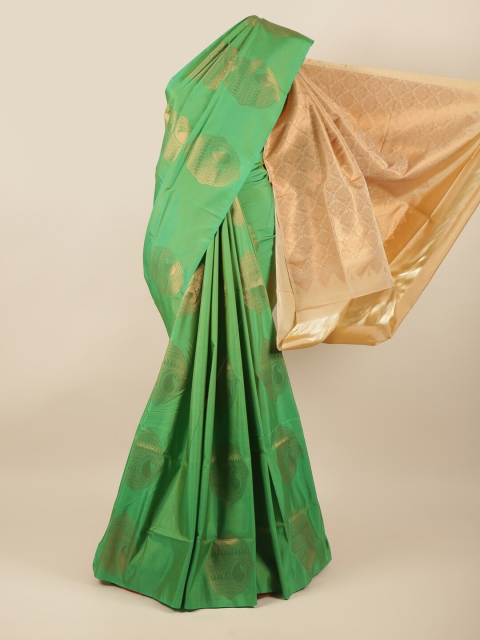 

Pothys Green & Gold-Toned Ethnic Motifs Zari Art Silk Saree