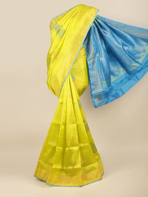 

Pothys Green & Blue Floral Zari Art Silk Saree