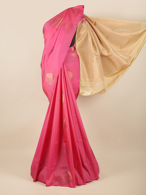 

Pothys Pink & Cream-Coloured Woven Design Zari Art Silk Saree