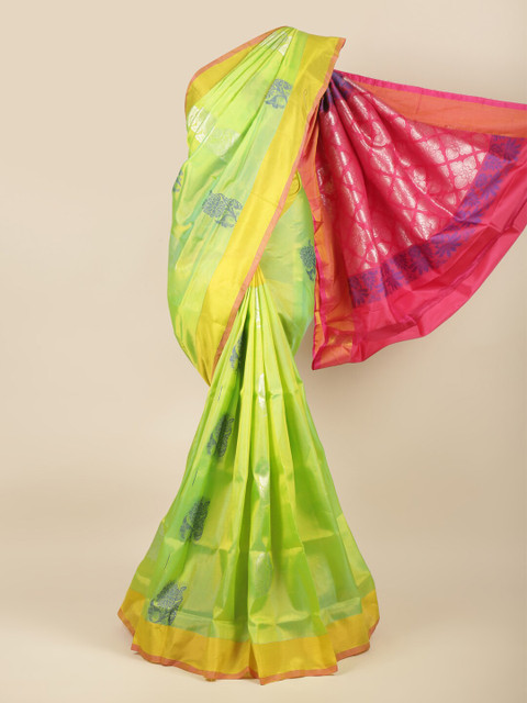 

Pothys Green & Magenta Ethnic Motifs Zari Art Silk Saree
