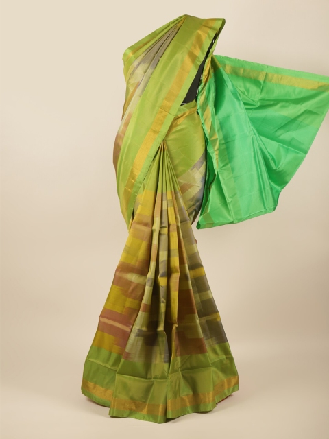 

Pothys Green & Gold-Toned Zari Art Silk Saree